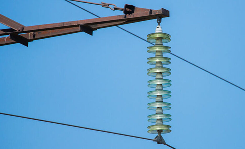 Suspension insulators as used on overhead transmission lines