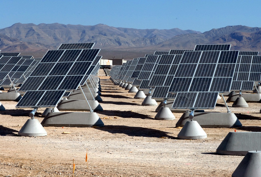 Solar photovoltaics installed on large-scale farms