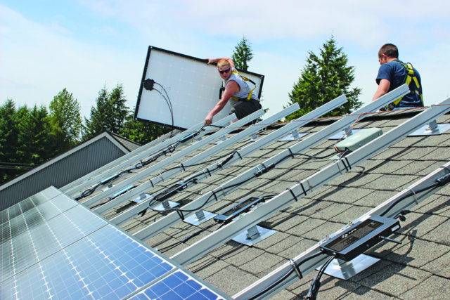 Rooftop solar panels installation