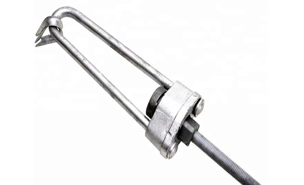 Stay rods anchor poles carrying high-voltage renewable power