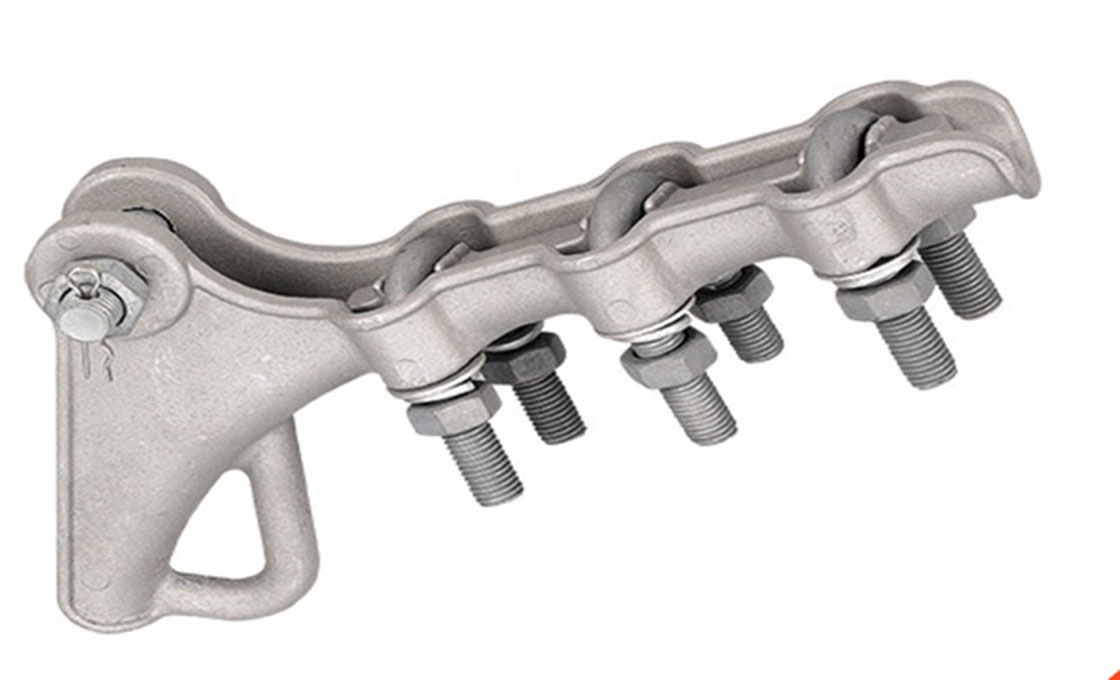 Strain clamps hold conductors under tension